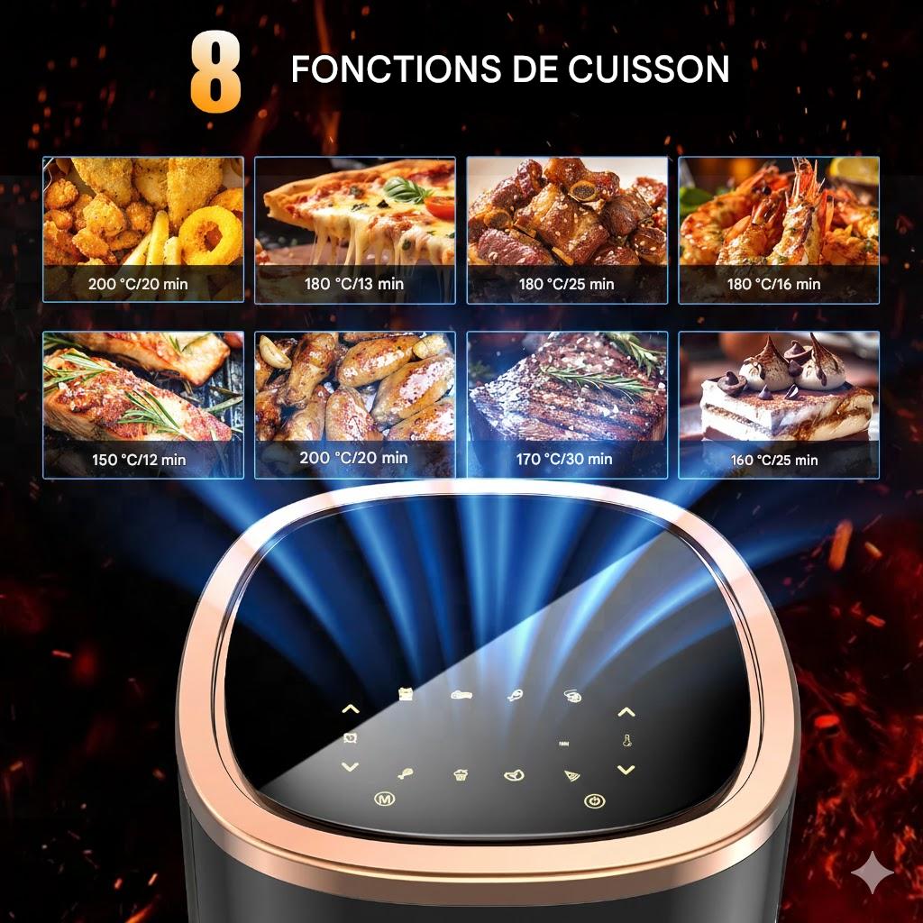 Airfryer 6L avec Fenêtre Visible – Cuisson saine, rapide et silencieuse
